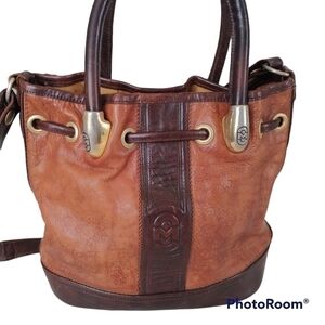 Marino Orlandi Italian Leather Vintage Bucket Bag Shoulder Tote Crossbody